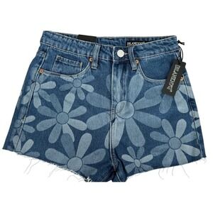 Blank NYC Womens 31 Blue Daisy Denim The Reeve High‎ Rise Ribcage Cut Off Short